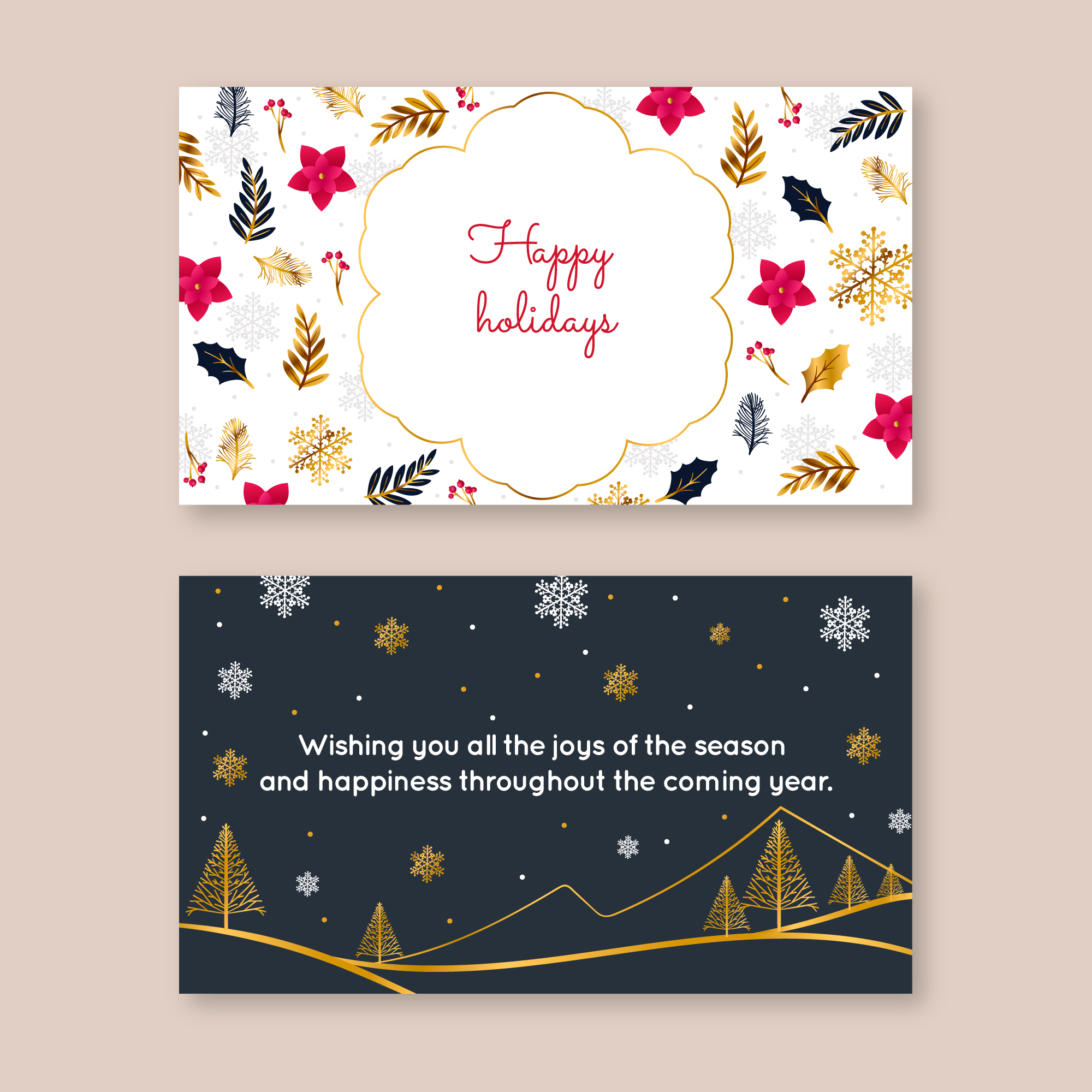 Festligt julkort med vinterscen